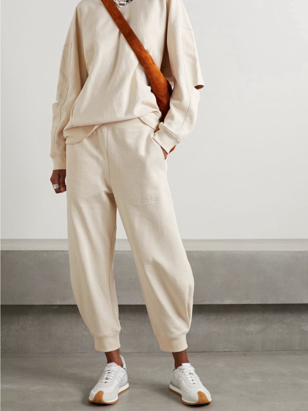 Tibi Fundamentals Calder Barrel Leg Sweatpants | Cream | XS